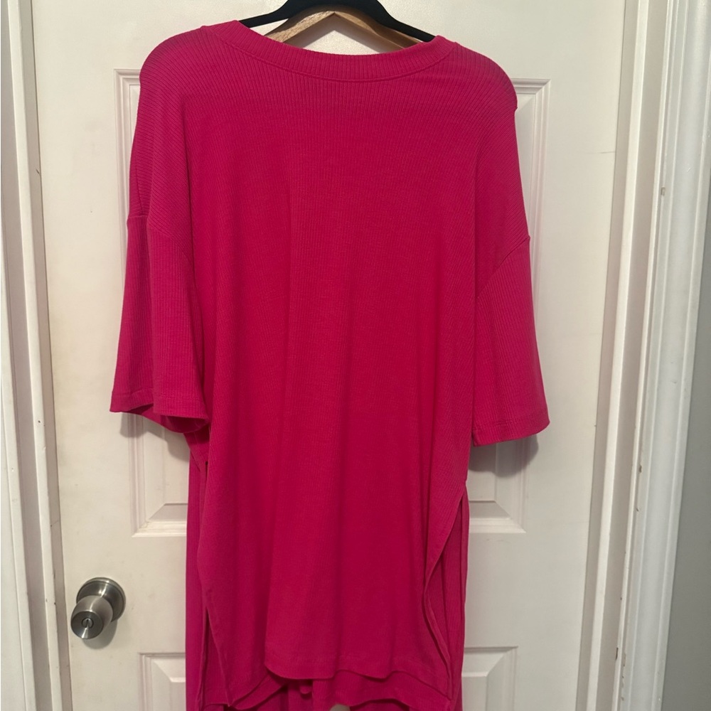 Dressed in LALA Pink Oversized Relaxed T-Shirt WITH bottoms.